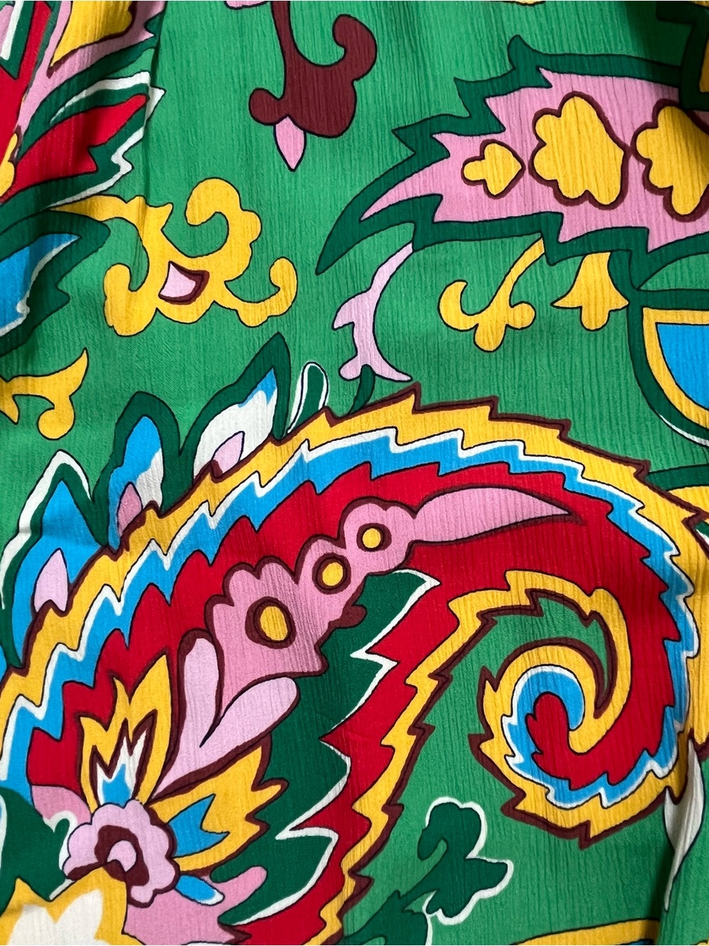 NWOT BODEN Crinkle Midi Skirt, Green, Paisley Azure Size 4R - Picture 3 of 10